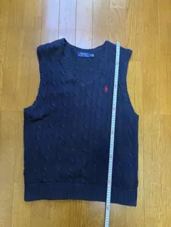 POLO RALPH LAUREN！ネイビーニットベスト・サイズS Mぐらい 綿