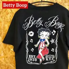 「BETTY BOOP」ベティちゃんバックプリントTシャツ 刺繍ロゴ ブラック