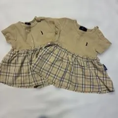 East boy チェック柄スカート付きTシャツ 100cm ペプラム