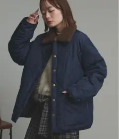 ad thie バイカラー パデット キルトブルゾン