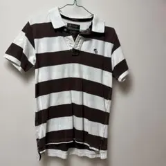 アバクロンビー&フィッチ ポロシャツMUSCLEマッスル◆M◆ホワイト×ブラウン
