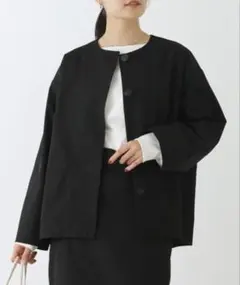 新品大きいサイズ【laveange】 撥水/洗濯機可ノーカラーコクーンジャケット