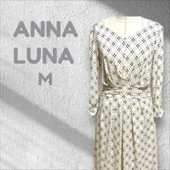 アンナルナ ワンピース ドット柄 春夏コーデ Vネック ひざ丈 Mサイズのサムネイル