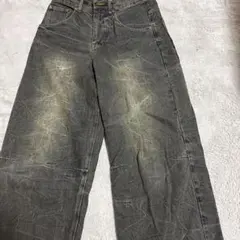 BlessU ダメージ加工 ワイドパンツ ダークグレー