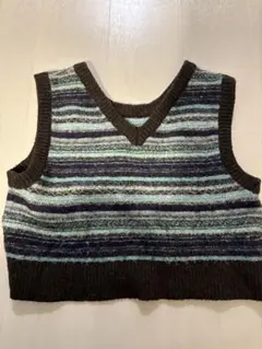 ニコアンド　ストライプ ニットベスト