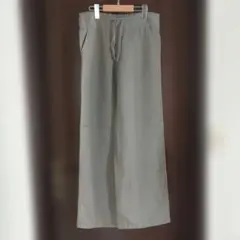 一回着用ウエストゴム ドローストリング ワイドパンツ カーキ