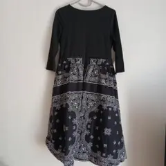 ペイズリー柄切り替えワンピース