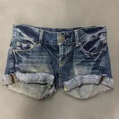 ダメージデニム　ローライズショートパンツ　ミエルクシュリナ　X Sサイズ