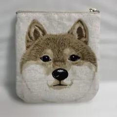 ポーチ　柴犬の顔　ハンドメイド