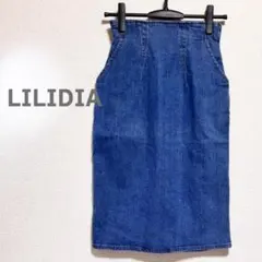 Lilidia　リリディア　 デニム タイト　スカート 膝丈 青 ブルー　ひざ丈のサムネイル
