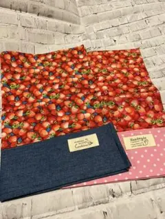 ハンドメイドナフキン 2枚セット イチゴ柄