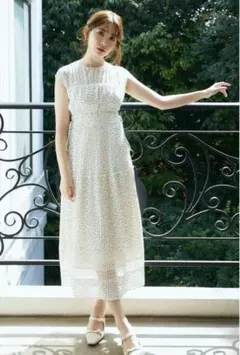 Herlipto Pin Dot Pleated Long Dress
