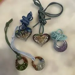 【オルゴナイト】ネックレス2点 ストラップ2点 天然石ネックレス1点