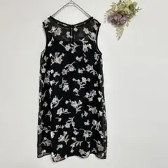 ジルスチュアート　ノースリーブワンピース　花柄　シースルー　Sサイズ ひざ丈