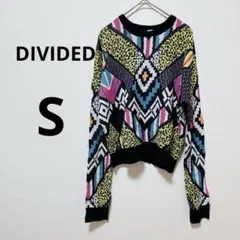 一点もの✨DIVIDED【S】カラフル幾何学模様セーター オシャレ レトロ