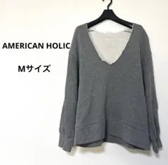 AMERICAN HOLIC Vネックスウェットプルオーバー 深Vネック　M