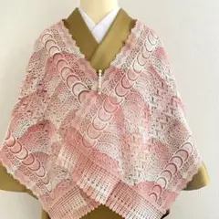 レースショール ④ 和装ショール ピンク系 グラデーション
