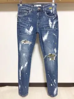 ペイント ZARA MAN ヘビ柄 ヒョウ柄 スキニー デニム