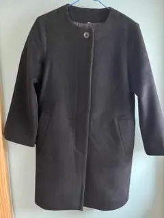 【無印良品】ノーカラーコート 9分袖 黒 M