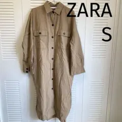 ZARA ザラ シャツ シャツワンピース ロングワンピース ブラウン レディース