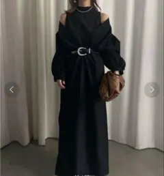 ameri MEDI OFF SHOULDER PUFF SLEEVE ドレス