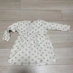 プチバトー　星柄長袖ワンピース クリーム色