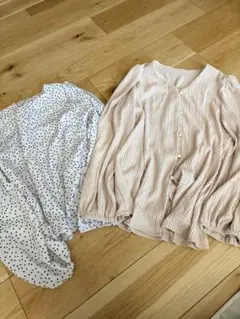 SHEIN 長袖ブラウス2点セット（ドット柄・ストライプ）