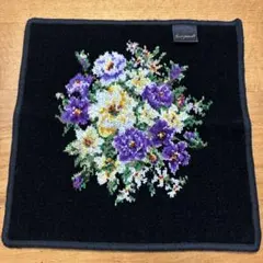 Enjeas 花柄 ハンカチ 黒