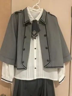 グレー ストライプ セットアップ ネクタイ付き