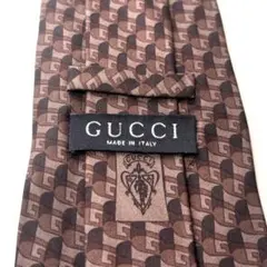 GUCCI Gパターンパターン ブラウンシルクネクタイ