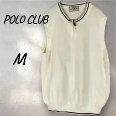 訳あり ポロ POLO CLUB ニットベスト Mサイズ ホワイト ジップアップのサムネイル