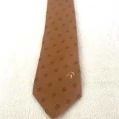 ヴィンテージGUCCI ブラウン ネクタイ ロゴパターン