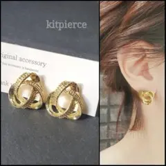 No.281 デザインフープ編みピアス イヤリング