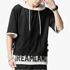 メンズ パーカー Tシャツ フード付き スポーツ ゆったりプルオーバー L