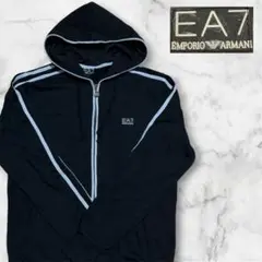 EA7 エンポリオアルマーニ ジップパーカー 黒 L イタリア製 フルジップ