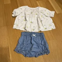 branshes 花柄刺繍シャツとデニムパンツセット