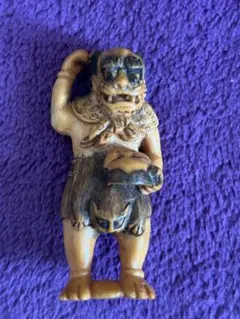 根付 鍾馗と鬼 牙彫 無銘 江戸〜明治 Netsuke of Shoki - メルカリ