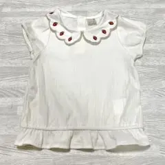 petit main いちご刺繍 半袖ブラウス 100