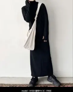 selectMOCA フィンガースリーブプチハイリブワンピース　ブラック