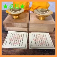装飾工芸品 純金銀メッキ 特殊合金製 本盃 2客セット 24K GP 木箱付き