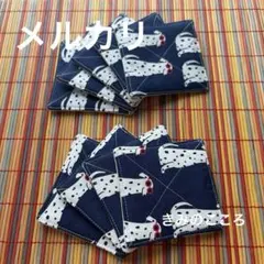 【9個セット】布コースター コットン ダルメシアン柄ネイビー ハンドメイド