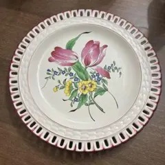 フランス アンティーク]リュネヴィル パニエプレート中サイズ(薔薇)e