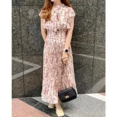 INGNI 2WAY ボウタイ花柄プリーツワンピース