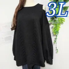＊新品＊ケーブル編み模様*肩開きチュニックカットソー　大きいサイズ　レディース