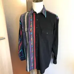 メンズ【美品 US ラングラー】XL 黒 ウエスタン シャツ 80's 90's