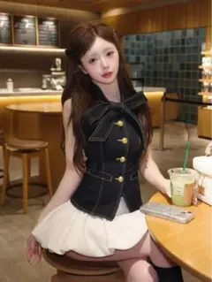 Darich DDボタンリボンデニムトップスのサムネイル