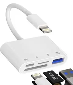 4in1 iPhone SDカードリーダー【MFi認証製品】