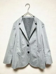 美品　自由区　綿混テーラードジャケット　38　　グレー
