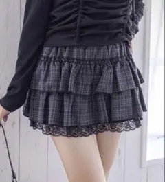 clear 裾レースフリルティアードミニスカート S