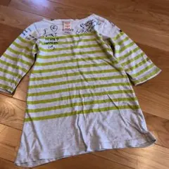 DENIM DUNGAREEデニム＆ダンガリー落書柄七分袖Tシャツワンピ風120